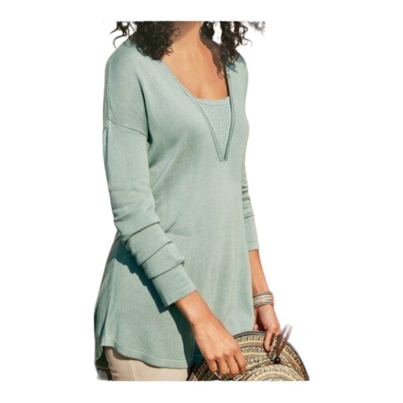 Soft Surroundings Seri Tunic Sweater V-neck Metallic Lightweight Size Medium - Picture 1 of 8